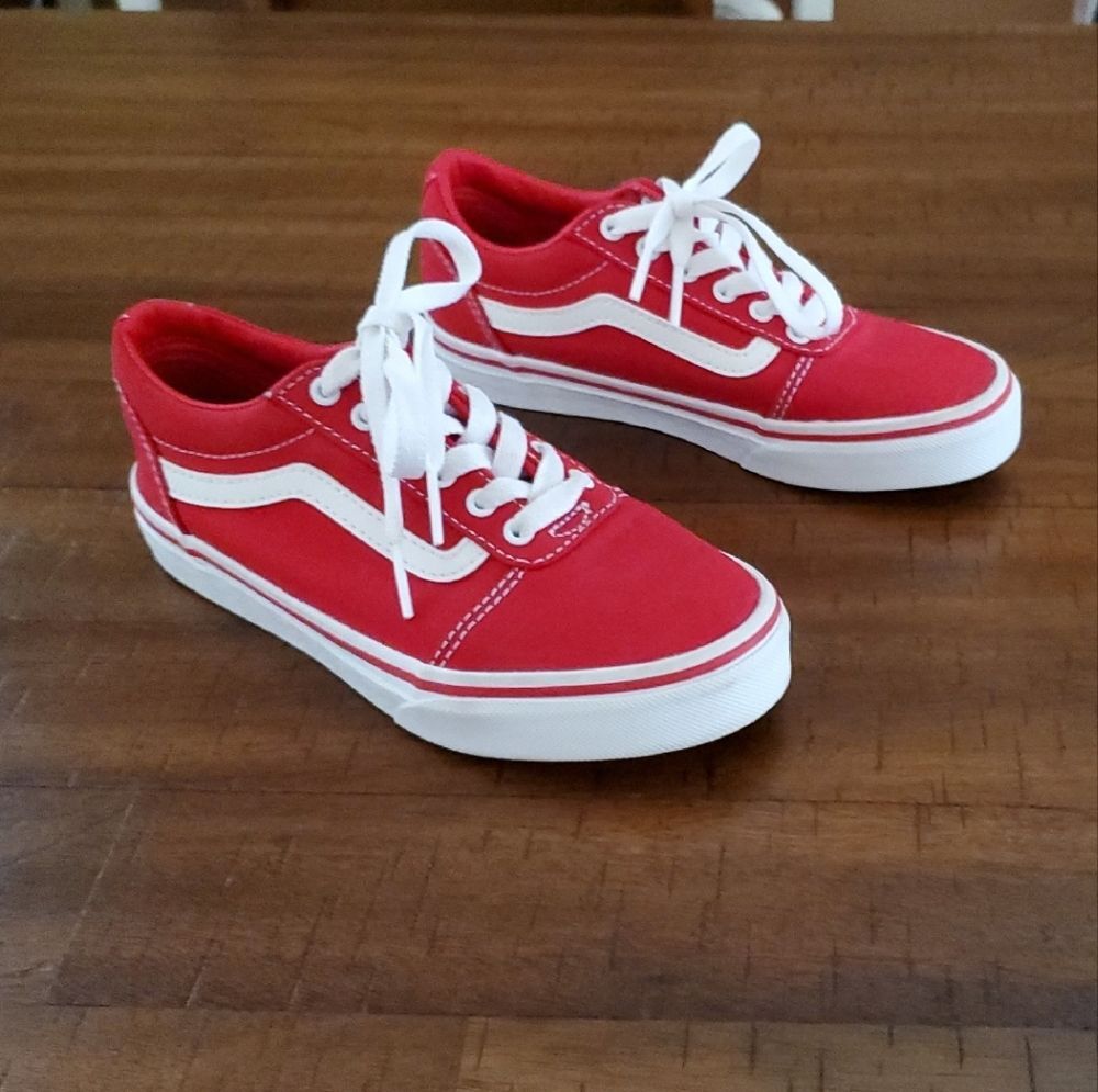 EUC Kids Vans Red and White Sneakers - Size 2